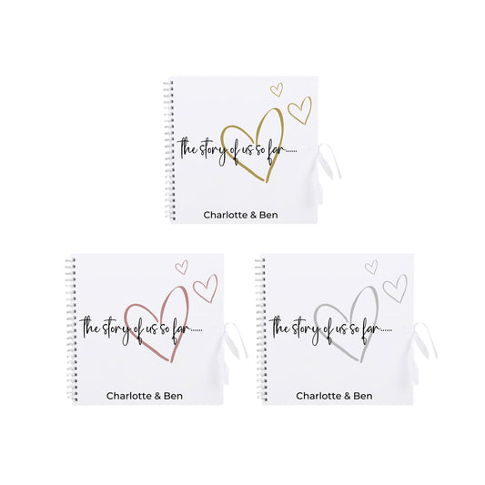 Personalised Love Scrapbook | The Story of Us Journal | Romantic Couple Gift | Engagement Keepsake Book | Heart Memory Album | 30.5 x 30.5cm