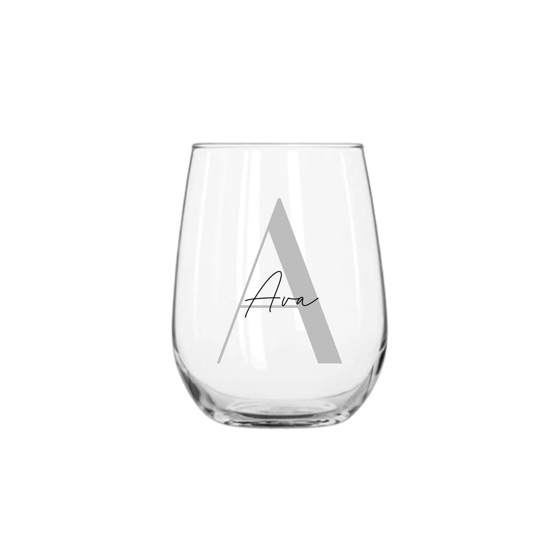 Personalised Name and Large Initial 475ml Stemless Wine Glass | Personalised Name and Age Wine Glass | Birthday Milestone | Wedding Gift