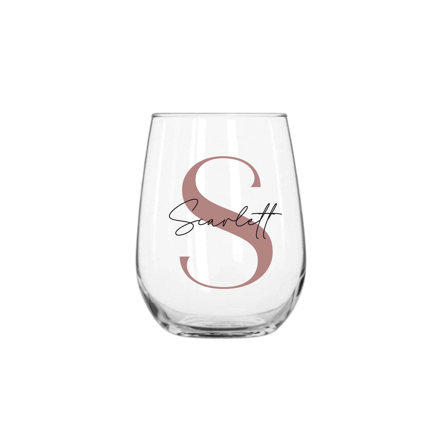 Personalised Name and Large Initial 475ml Stemless Wine Glass | Personalised Name and Age Wine Glass | Birthday Milestone | Wedding Gift