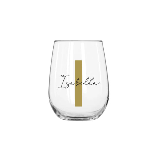 Personalised Name and Large Initial 360ml Stemless Wine Glass | Personalised Name and Age Wine Glass | Birthday Milestone | Wedding Gift