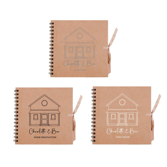 Personalised New Home Scrapbook | Custom House Renovation Journal | First Home Memory Keepsake Book | 20.3 x 20.3cm | 8 x 8 Inch