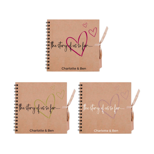 Personalised Love Scrapbook | The Story of Us Journal | Romantic Couple Gift | Engagement Keepsake Book | Heart Memory Album | 20.3 x 20.3cm