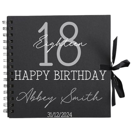 Personalised Birthday Scrapbook | Milestone Guestbook | 18th 21st 30th Birthday Memory Album | Custom Birthday Journal | 20.3 x 20.3cm