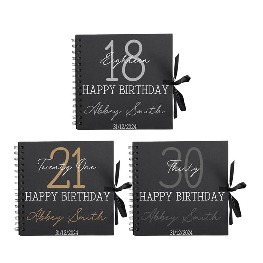 Personalised Birthday Scrapbook | Milestone Guestbook | 18th 21st 30th Birthday Memory Album | Custom Birthday Journal | 20.3 x 20.3cm