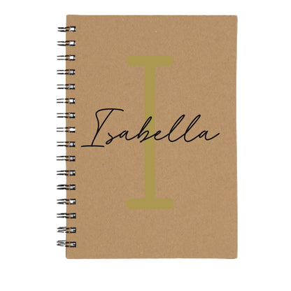 Personalised Name and Large Initial A5 Spiral Notebook | Custom Notebook |Office Gift |Bridesmaid Gift | Gift for Her | Gift for Him