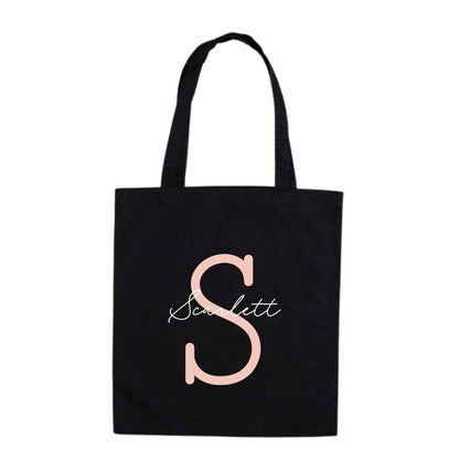 Personalised Name and Large Initial Cotton Tote Bag | Personalised Tote | Natural Cotton Bag | Bridal Party | Gift for Her