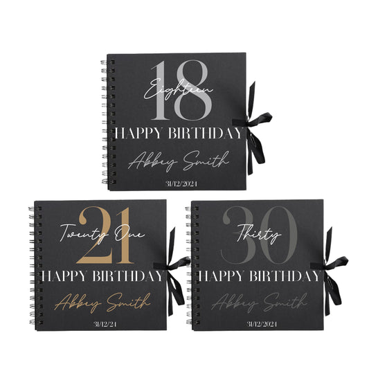 Personalised Birthday Scrapbook | Milestone Guestbook | 18th 21st 30th Birthday Memory Album | Custom Birthday Journal | 20.3 x 20.3cm