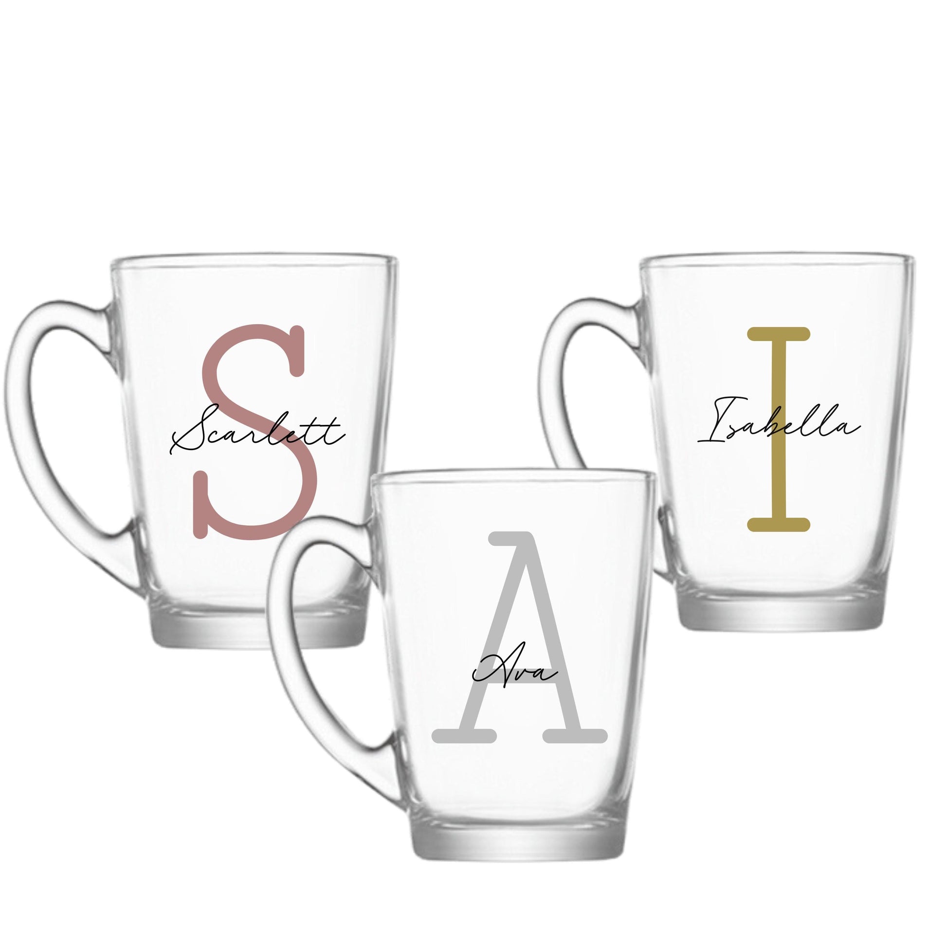 Personalised Name and Large Initial Glass Mug | Personalised Name and Age Mug | Custom Name Mug | Initial Mug | Birthday | Wedding