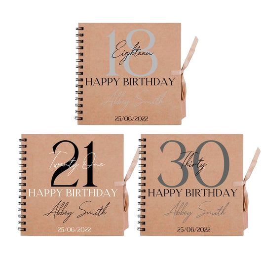 Personalised Birthday Scrapbook | Milestone Guestbook | 18th 21st 30th Birthday Memory Album | Custom Birthday Journal | 20.3 x 20.3cm