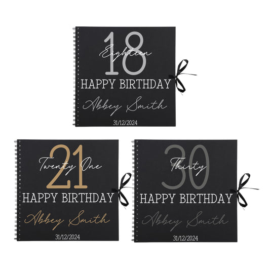 Personalised Birthday Scrapbook | Milestone Guestbook | 18th 21st 30th Birthday Memory Album | Custom Birthday Journal | 30.5 x 30.5 cm