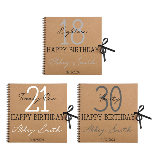 Personalised Birthday Scrapbook | Milestone Guestbook | 18th 21st 30th Birthday Memory Album | Custom Birthday Journal | 30.5 x 30.5 cm