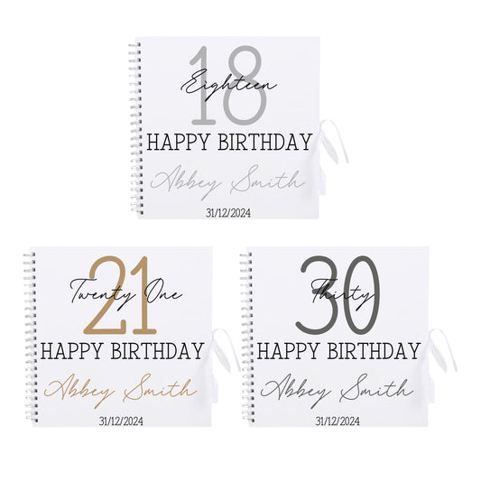 Personalised Birthday Scrapbook | Milestone Guestbook | 18th 21st 30th Birthday Memory Album | Custom Birthday Journal | 30.5 x 30.5 cm