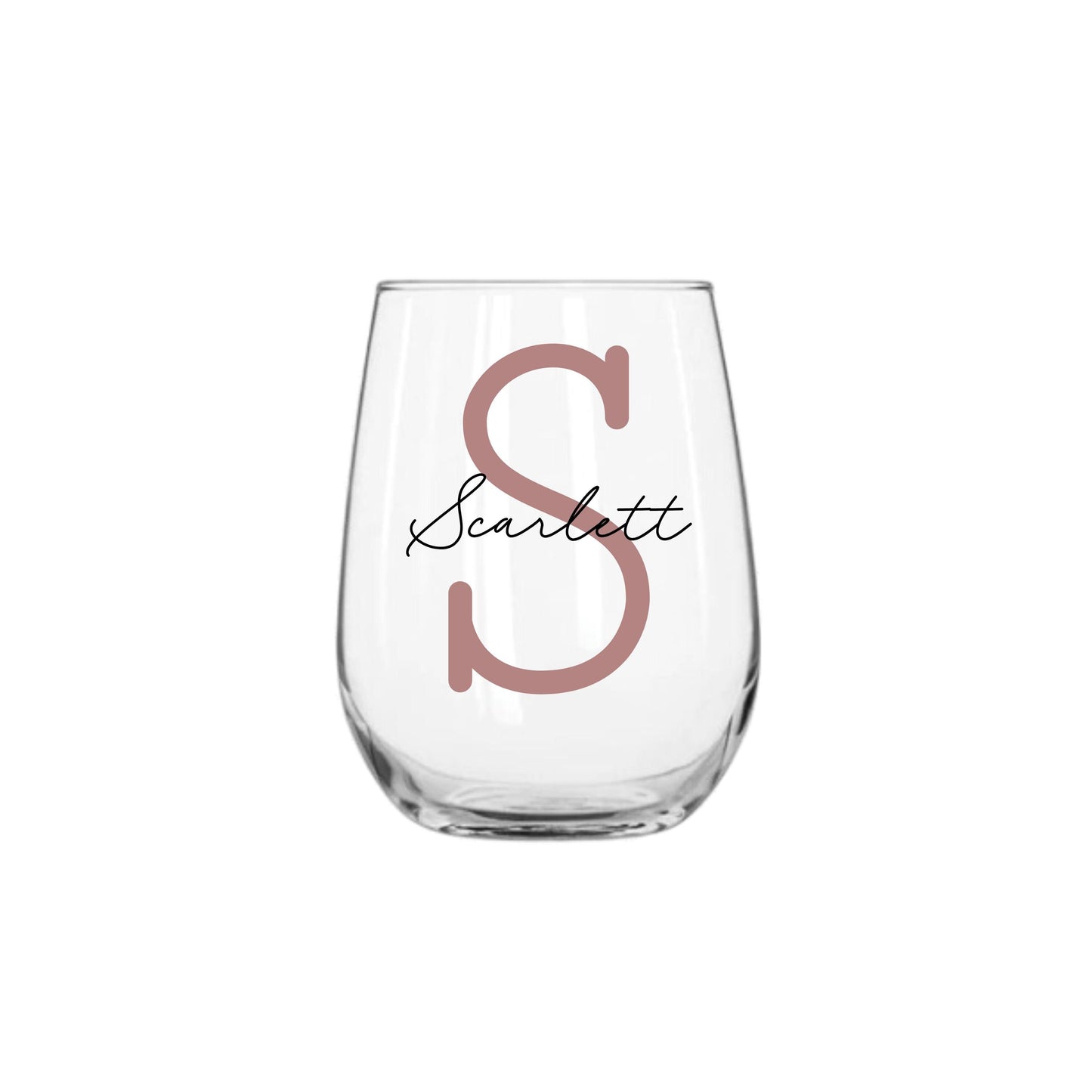 Personalised Name and Large Initial 475ml Stemless Wine Glass | Personalised Name and Age Wine Glass | Birthday Milestone | Wedding Gift