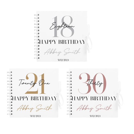 Personalised Birthday Scrapbook | Milestone Guestbook | 18th 21st 30th Birthday Memory Album | Custom Birthday Journal | 20.3 x 20.3cm