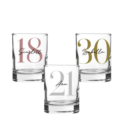 Personalised Name and Large Initial/Birthday Milestone Shot Glass | Personalised Name and Age Wine Shot Glass | 18th 21st 30th 40th 50th