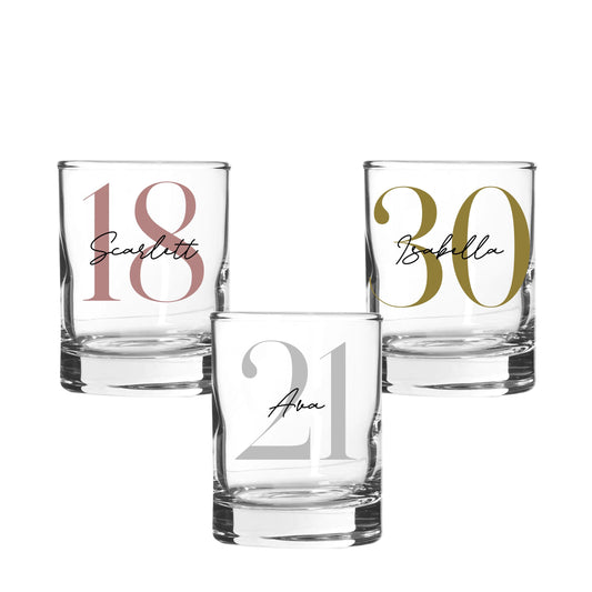 Personalised Name and Large Initial/Birthday Milestone Shot Glass | Personalised Name and Age Wine Shot Glass | 18th 21st 30th 40th 50th