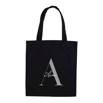 Personalised Name and Large Initial Cotton Tote Bag | Personalised Tote | Natural Cotton Bag | Bridal Party | Gift for Her