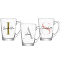 Set of personalised glass mugs with names Scarlett, Ava, Isabella, handmade birthday gifts for her or him, custom co-worker or office gifts Australia
