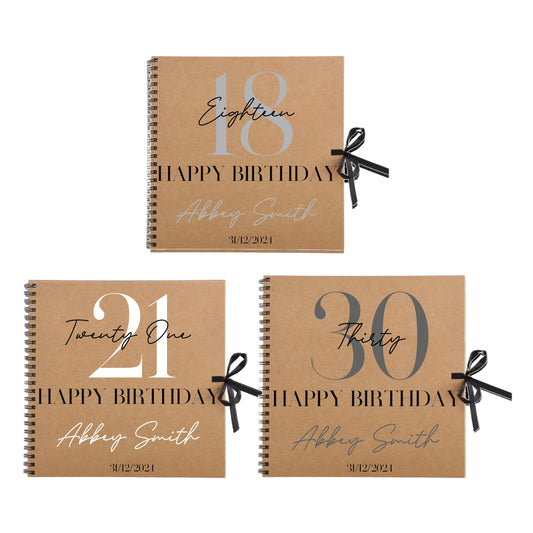 Personalised Birthday Scrapbook | Milestone Guestbook | 18th 21st 30th Birthday Memory Album | Custom Birthday Journal | 30.5 x 30.5cm
