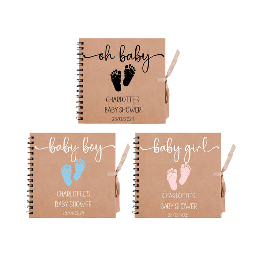 Personalised Baby Shower Guestbook | Custom Gender Reveal Scrapbook | Baby Keepsake Memory Album | 20.3cm x 20.3cm | 8 x 8 Inch