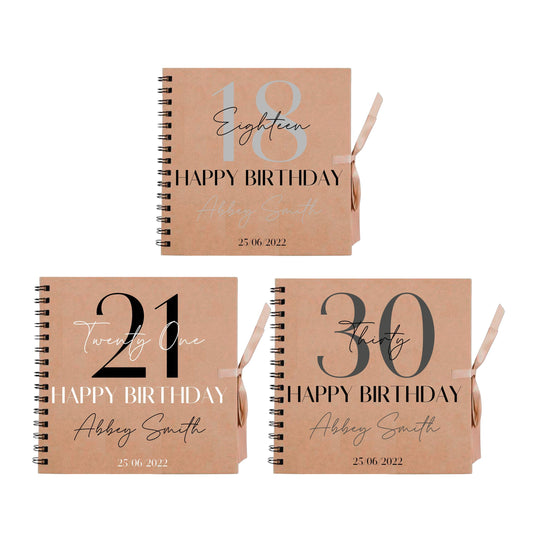 Personalised Birthday Scrapbook | Milestone Guestbook | 18th 21st 30th Birthday Memory Album | Custom Birthday Journal | 20.3 x 20.3cm