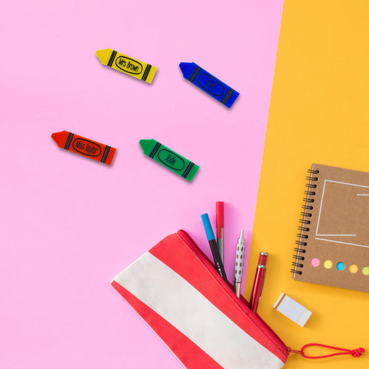 Personalised Crayon Name Badge | Educator Name Badges | Teaching Assistant Name Badge | Teacher Name Badge | Student Name Badge