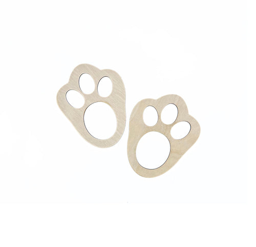 Set of two wooden Easter Bunny footprint stencils – DIY bunny paw prints for Easter egg hunt decor.