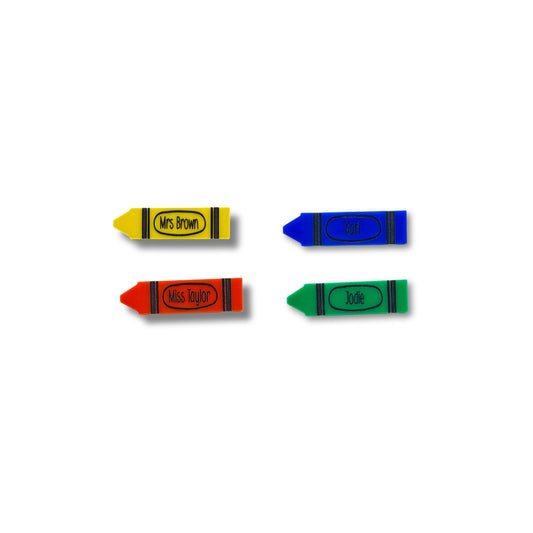 Personalised Crayon Name Badge | Educator Name Badges | Teaching Assistant Name Badge | Teacher Name Badge | Student Name Badge