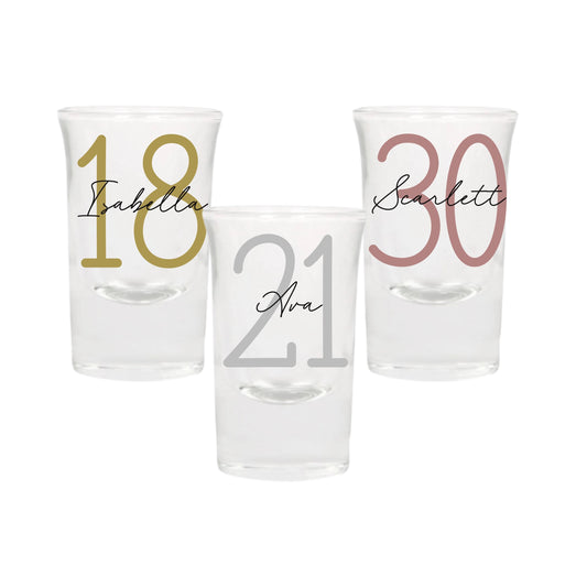 Personalised Name and Large Initial/Birthday Milestone Shot Glass | Personalised Name and Age Wine Shot Glass | 18th 21st 30th 40th 50th