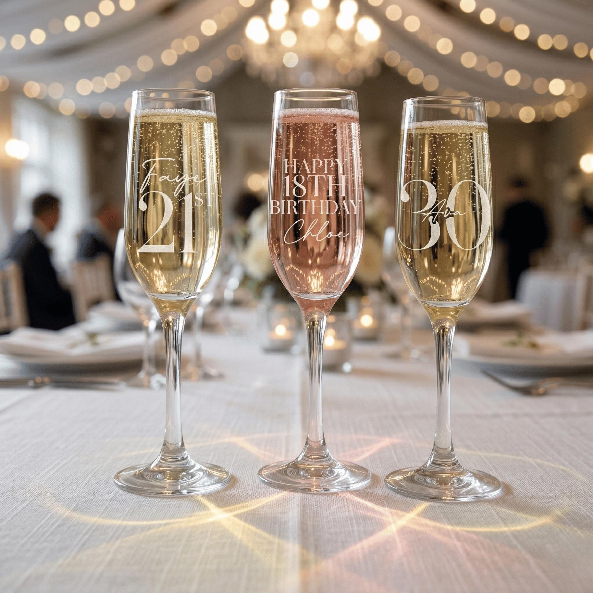 Personalised Champagne Flute | Milestone Birthday Engraved Glass (215ml)