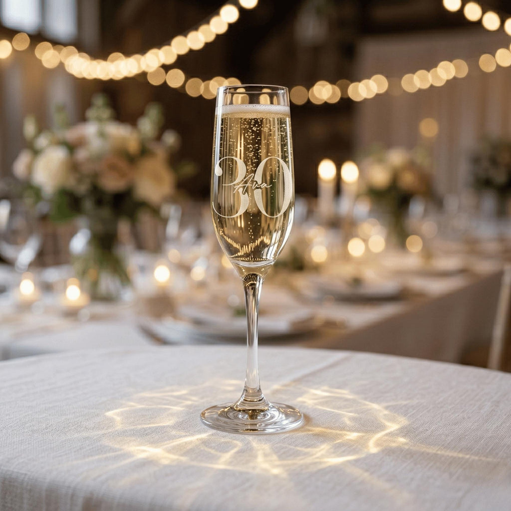 Personalised Champagne Flute | Milestone Birthday Engraved Glass (215ml)