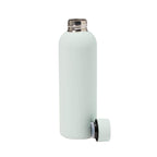 Mint Green water bottle with silver cap on a white background