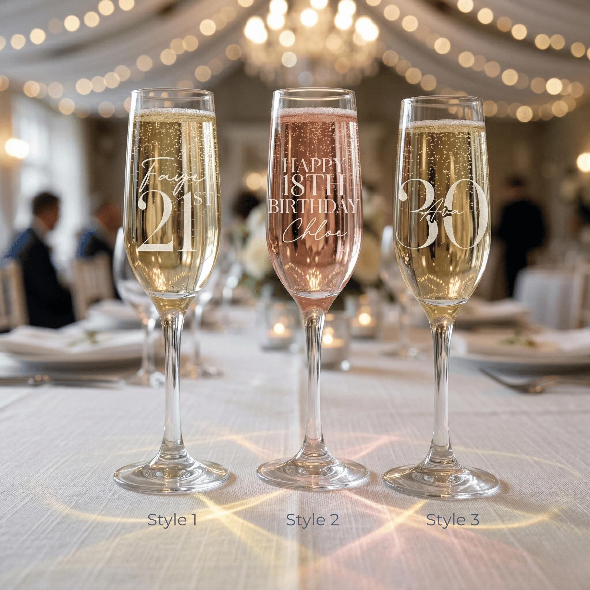 Personalised Champagne Flute | Milestone Birthday Engraved Glass (215ml)