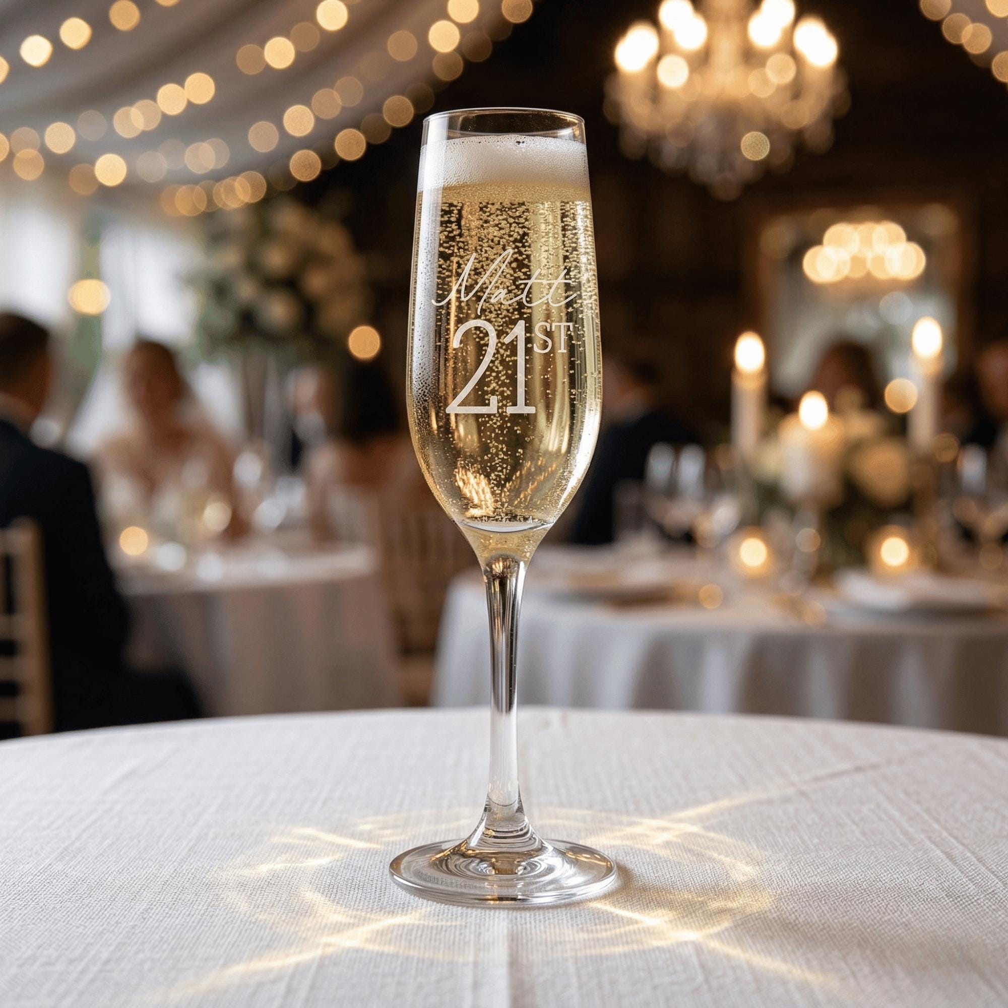 Personalised Champagne Flute | Engraved Milestone Glass for 18th, 21st, 30th Birthday