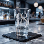 Personalised 25ml engraved shot glass custom 18th milestone keepsake premium barware for Australian birthdays