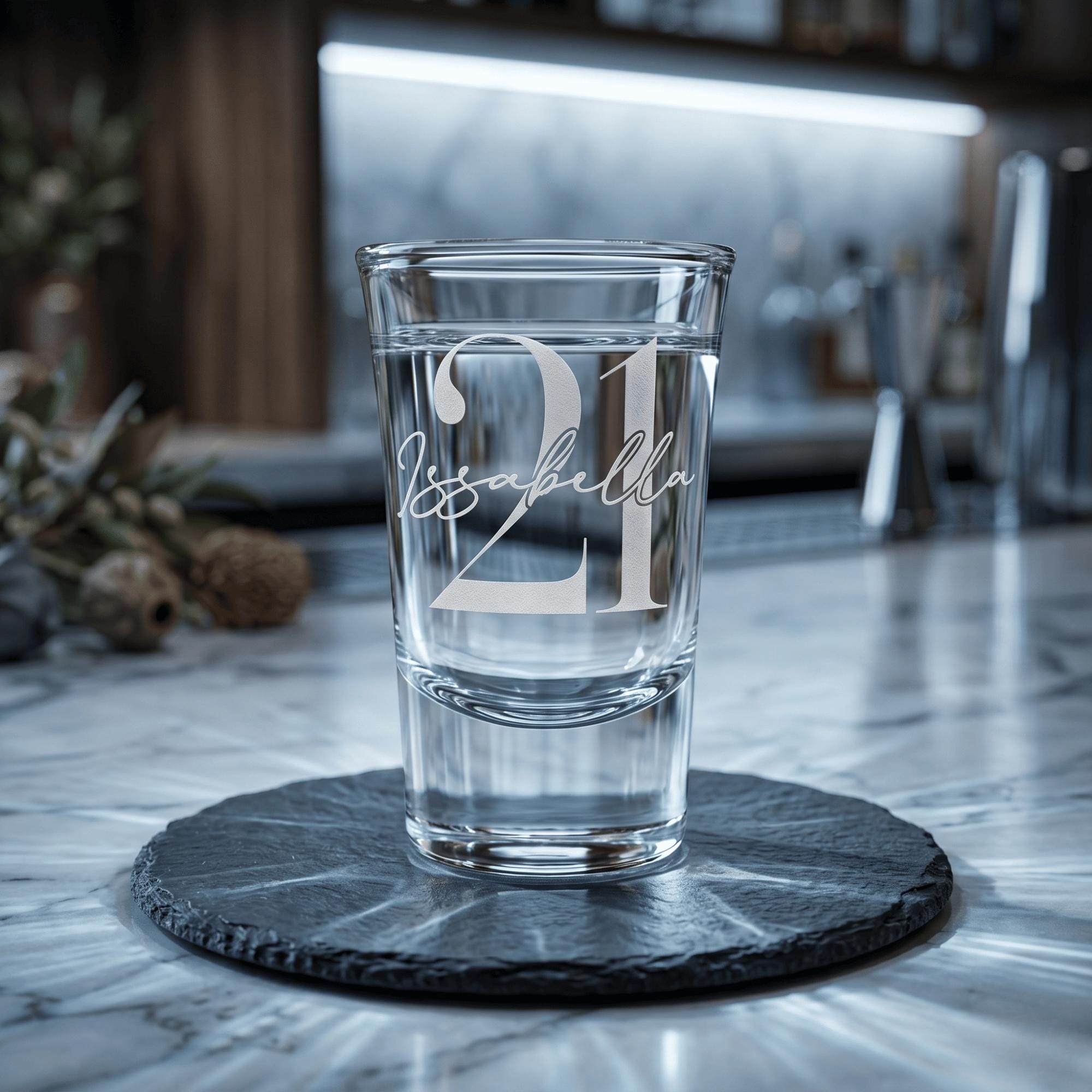 Personalised 25ml engraved shot glass custom 18th milestone keepsake premium barware for Australian birthdays