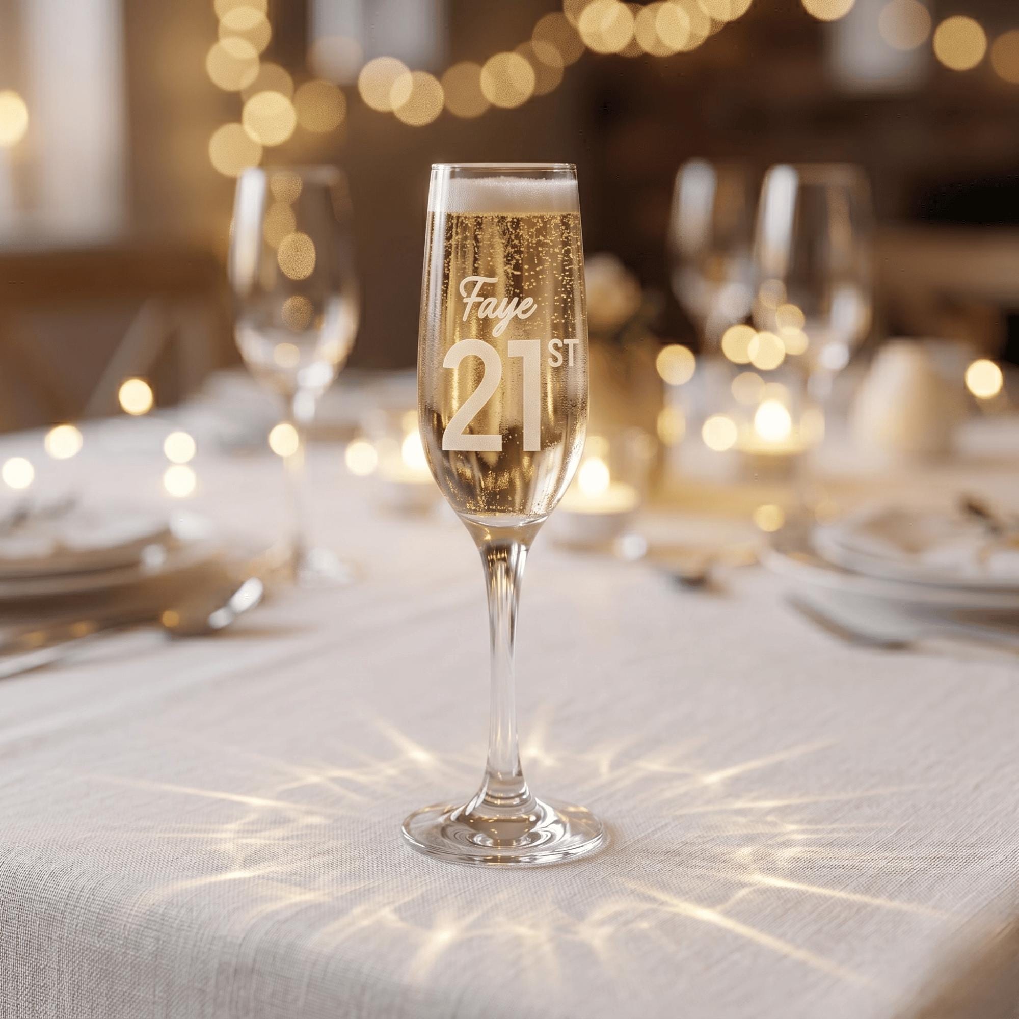 Personalised Champagne Flute | Bold Milestone Birthday Engraved Glass (215ml)