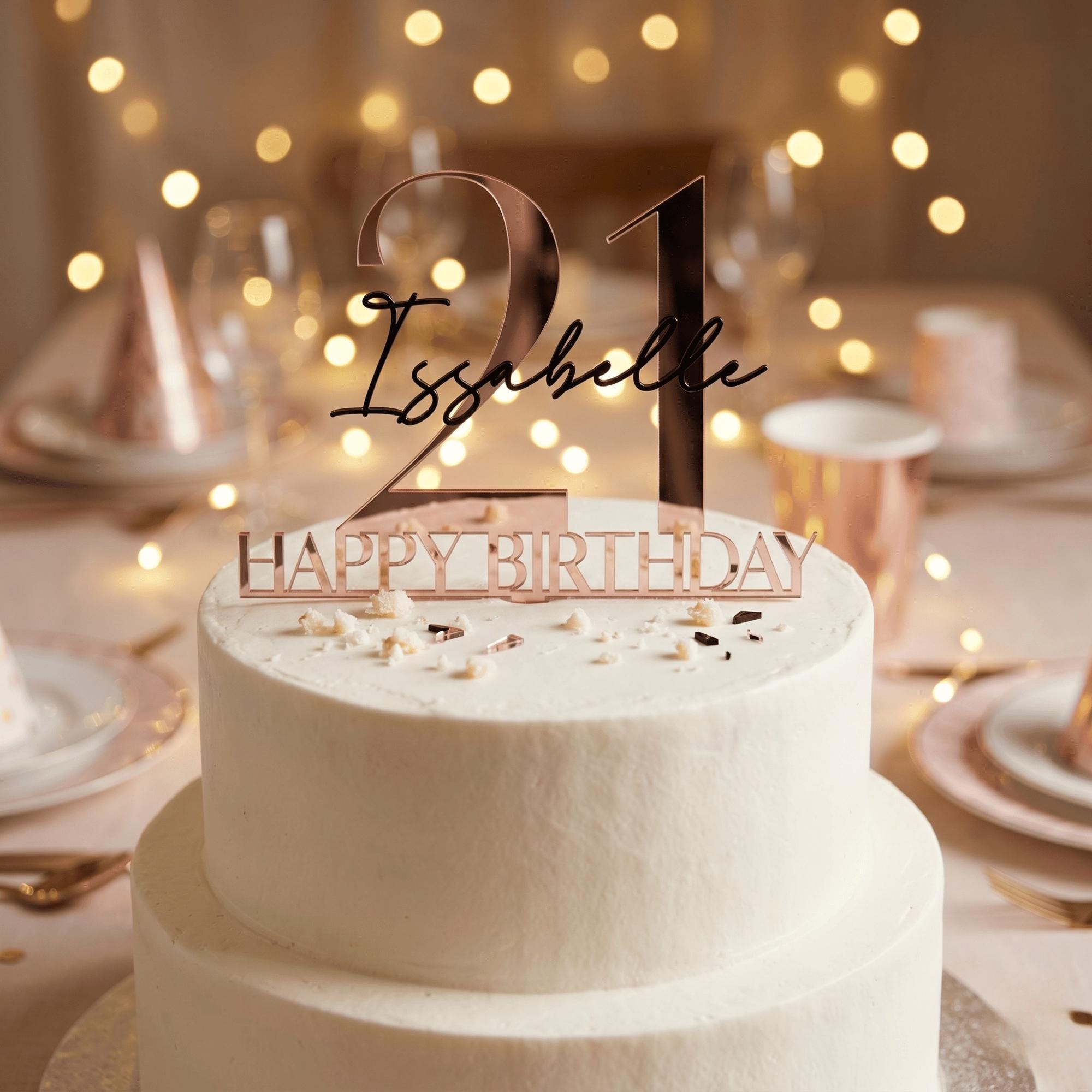 Custom Age Cake Decoration Layered Acrylic Birthday Sign Personalised Party Centrepiece