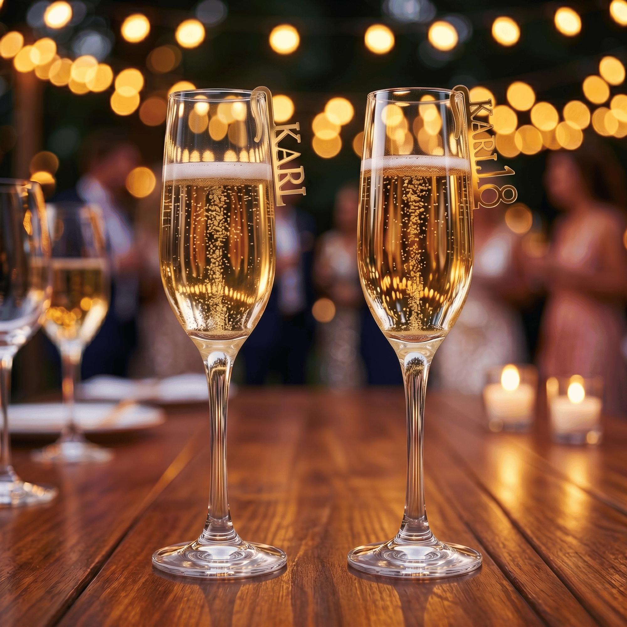 Laser Cut Name Tags Champagne Glass Markers Custom Acrylic Glitter Gloss Mirror Wedding Birthday Australia