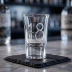 Personalised 25ml engraved shot glass bespoke birthday milestone keepsake custom drinkware for Australian 21st celebrations