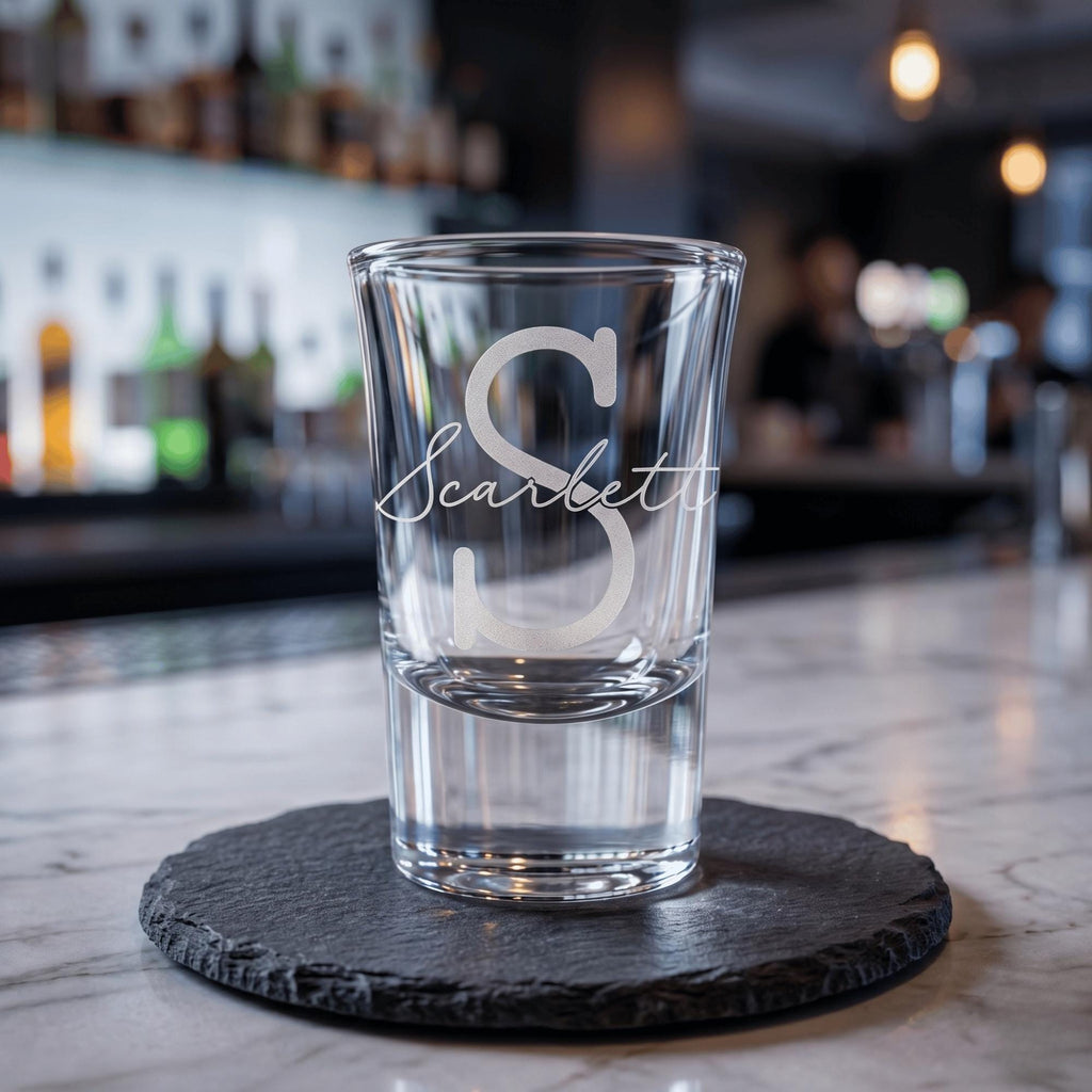 Personalised 25ml engraved shot glass bespoke birthday milestone keepsake custom drinkware for Australian 21st celebrations