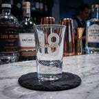 Personalised engraved 25ml shot glass bespoke milestone keepsake premium drinkware for Australian birthdays