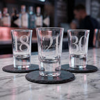 Personalised 25ml engraved shot glass custom tequila shooter milestone birthday keepsake for Australian celebrations