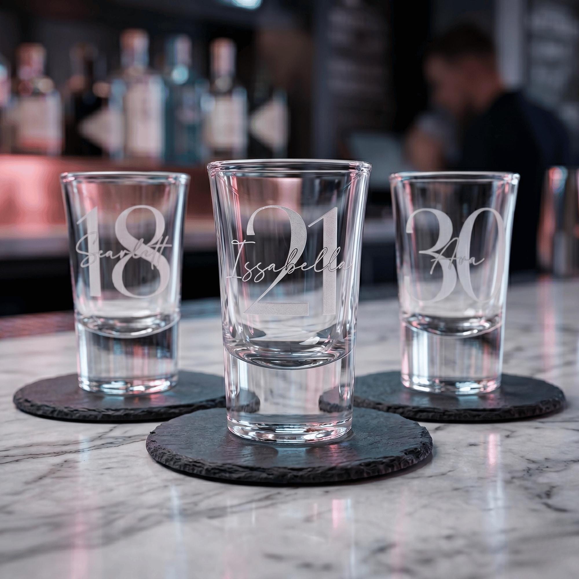 Personalised 25ml engraved shot glass custom tequila shooter milestone birthday keepsake for Australian celebrations