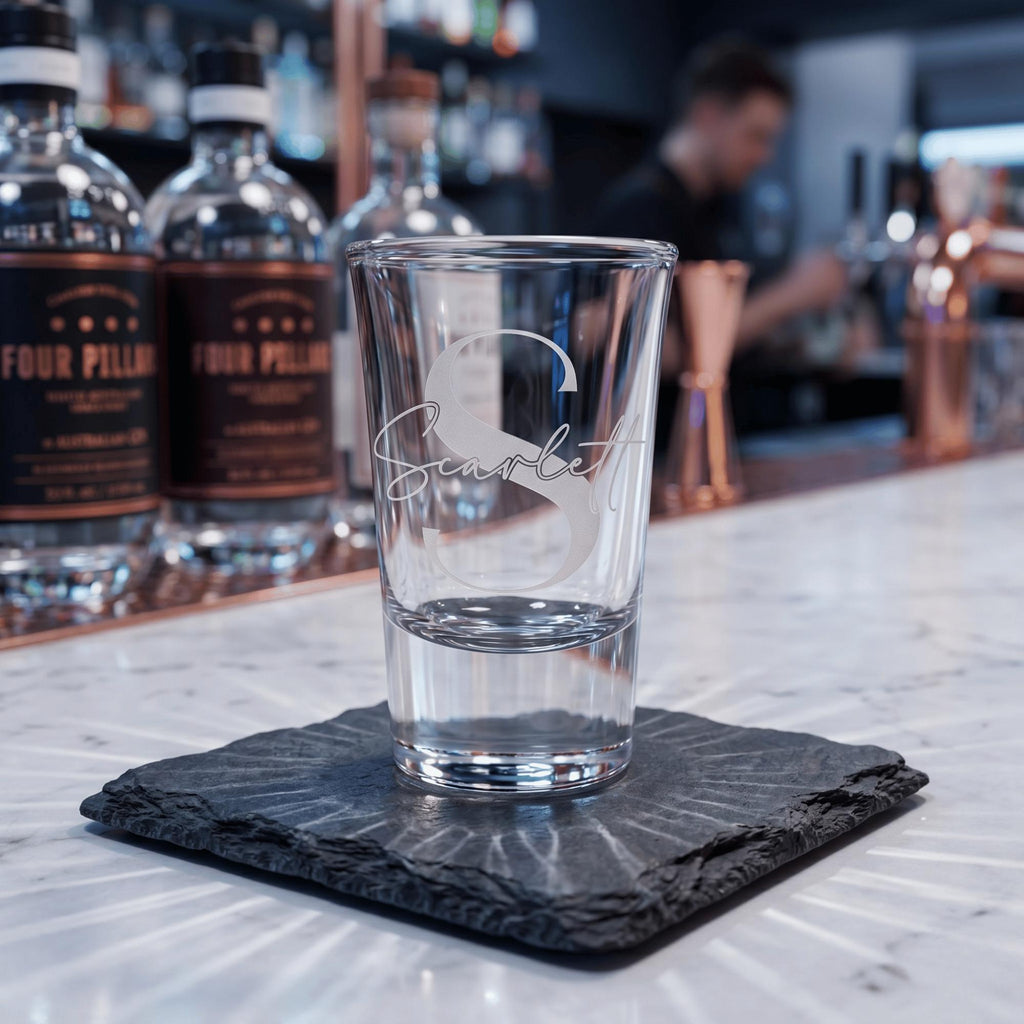 Personalised 25ml engraved shot glass custom 18th milestone keepsake premium barware for Australian birthdays