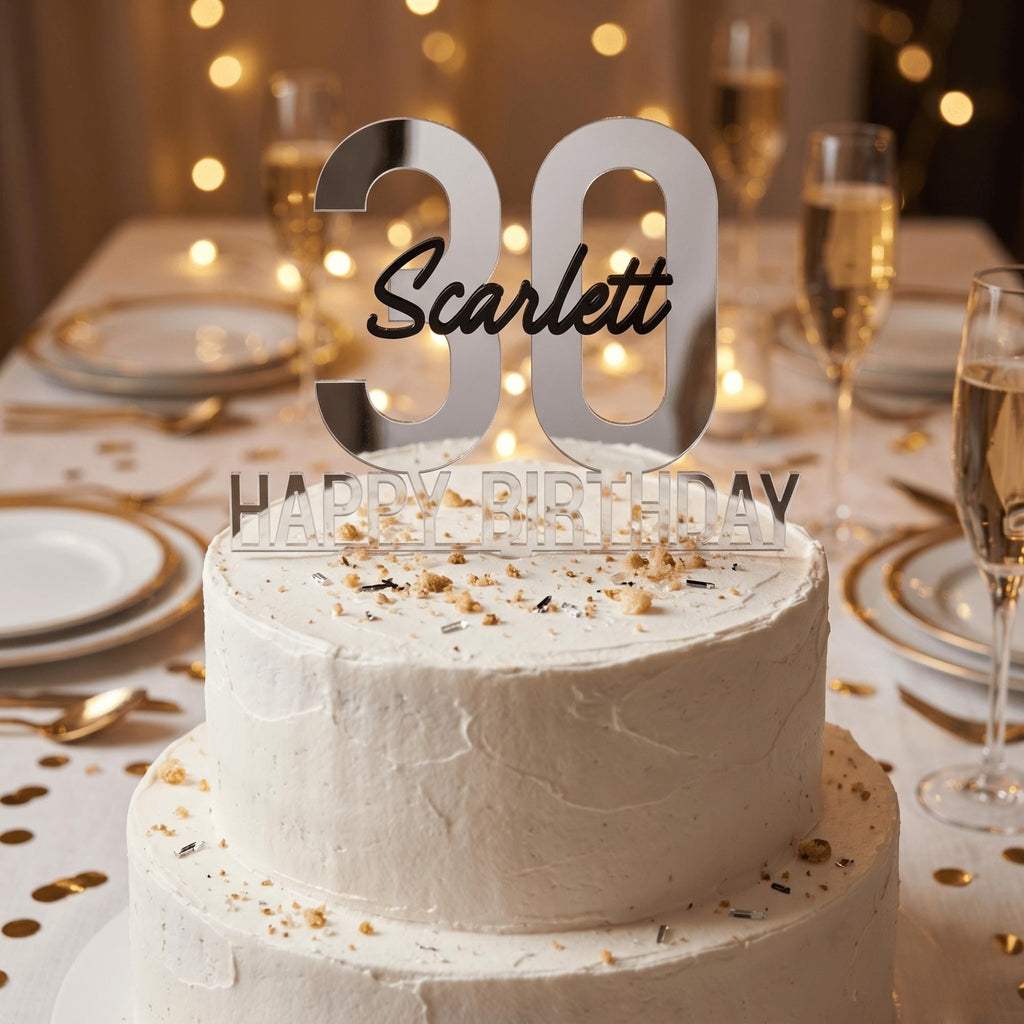 Custom Age Birthday Cake Topper Personalised Name Centrepiece Premium Layered Acrylic Milestone Sign
