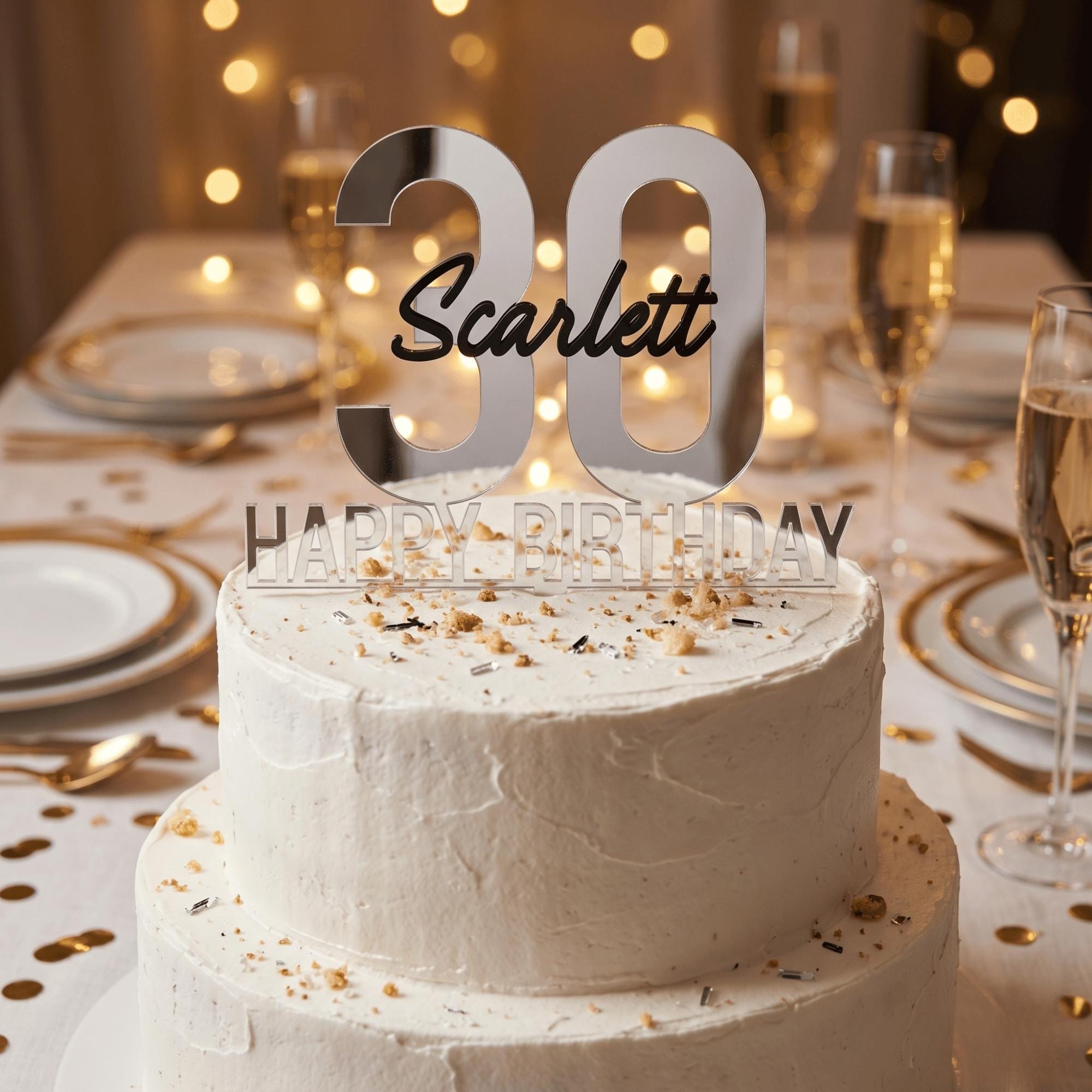 Custom Age Birthday Cake Topper Personalised Name Centrepiece Premium Layered Acrylic Milestone Sign