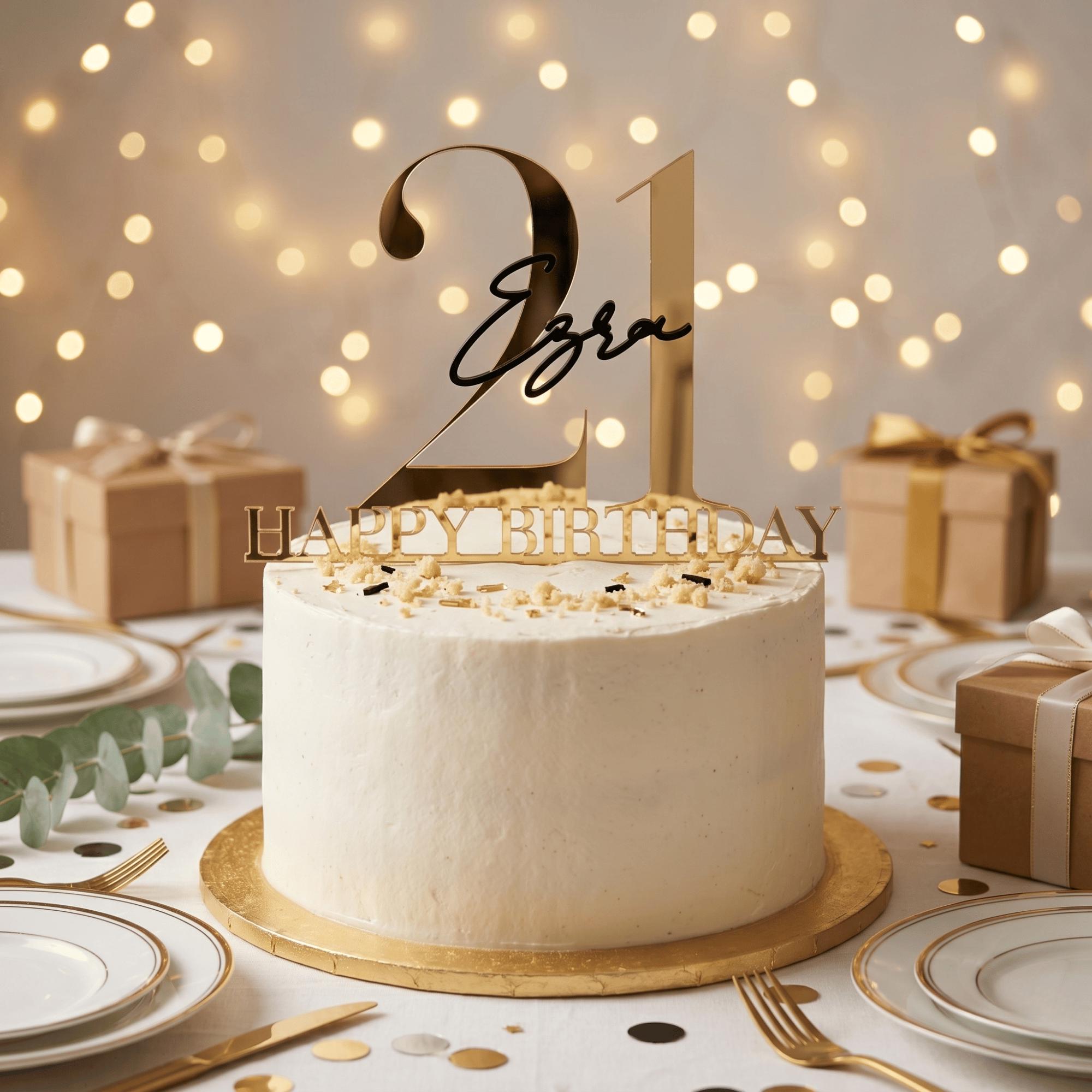 Personalised Cake Topper Custom Name Centrepiece Layered Acrylic Milestone Birthday Sign
