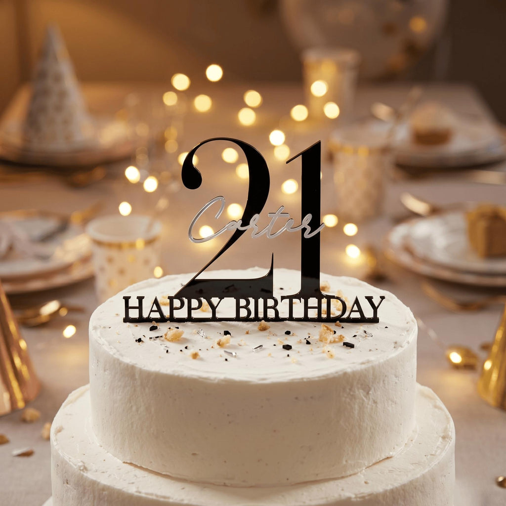 Personalised Cake Topper Custom Name Centrepiece Layered Acrylic Milestone Birthday Sign