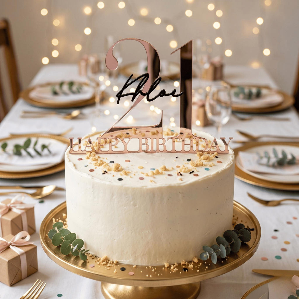 Personalised Cake Topper Custom Name Centrepiece Layered Acrylic Milestone Birthday Sign